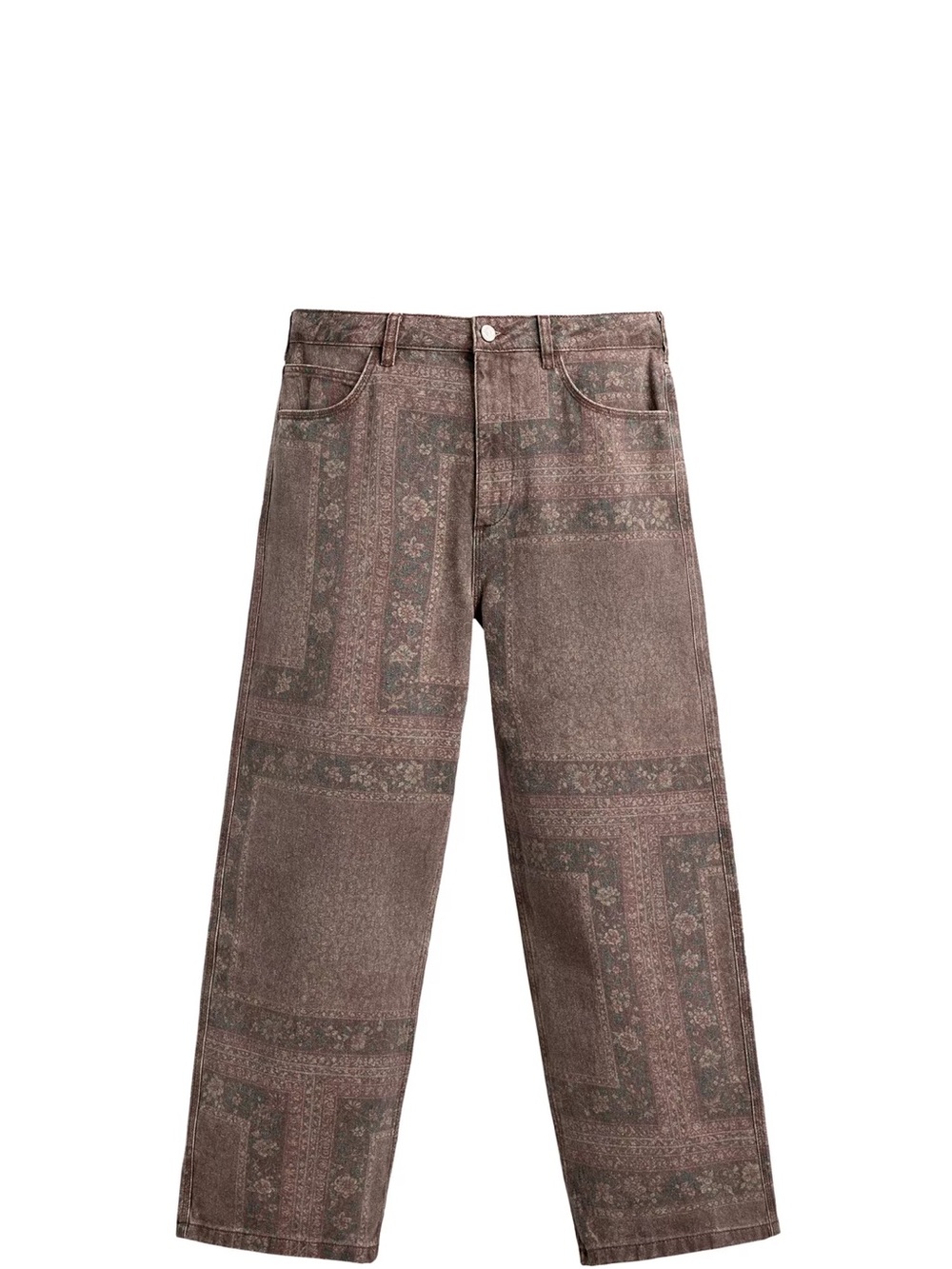 Zara Men's Bandana Print Relaxed Jeans